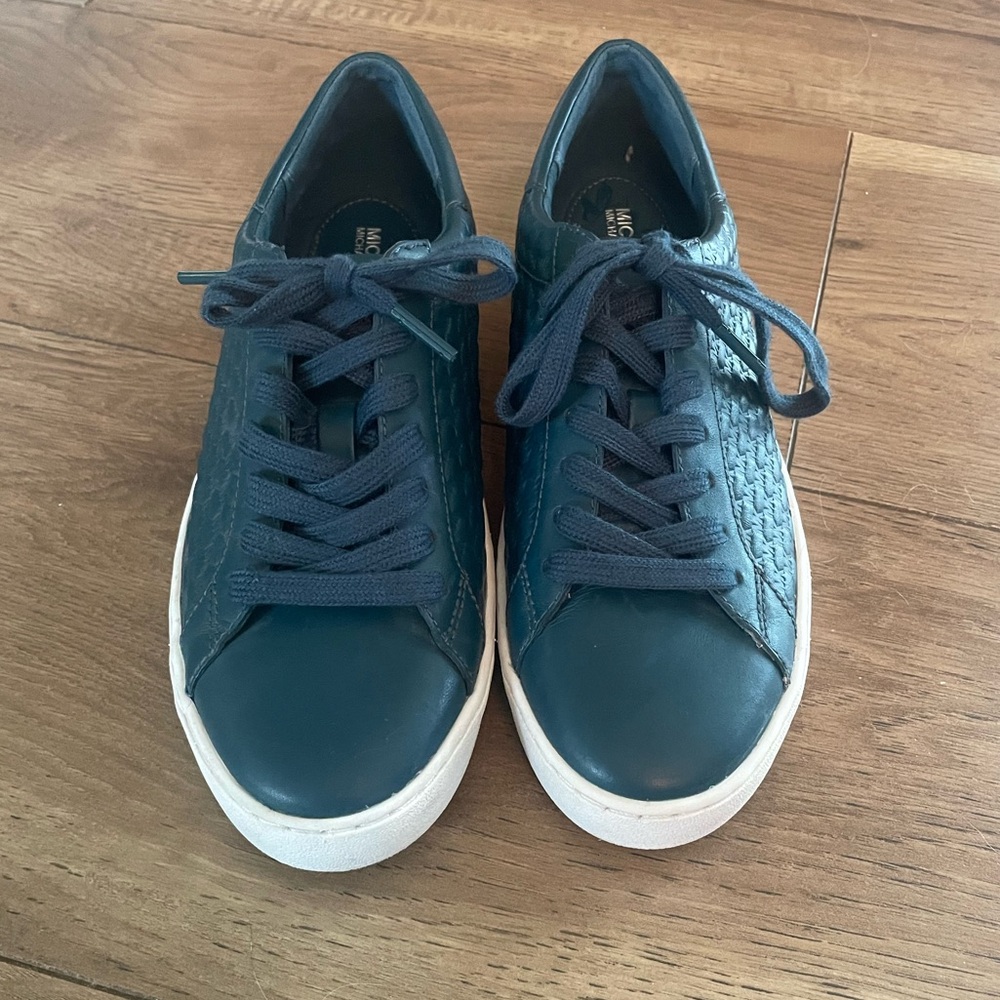 Michael Kors Blue‎ Colby Embossed Leather Sneaker